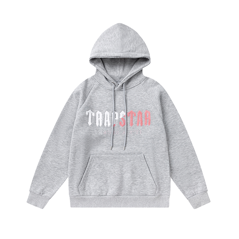 Trapstar Decoded Chenille Hoodie Tracksuit Black Grey Pink 8871