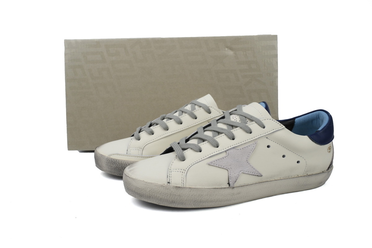 Golden Goose Super Star White Dark Blue Heel