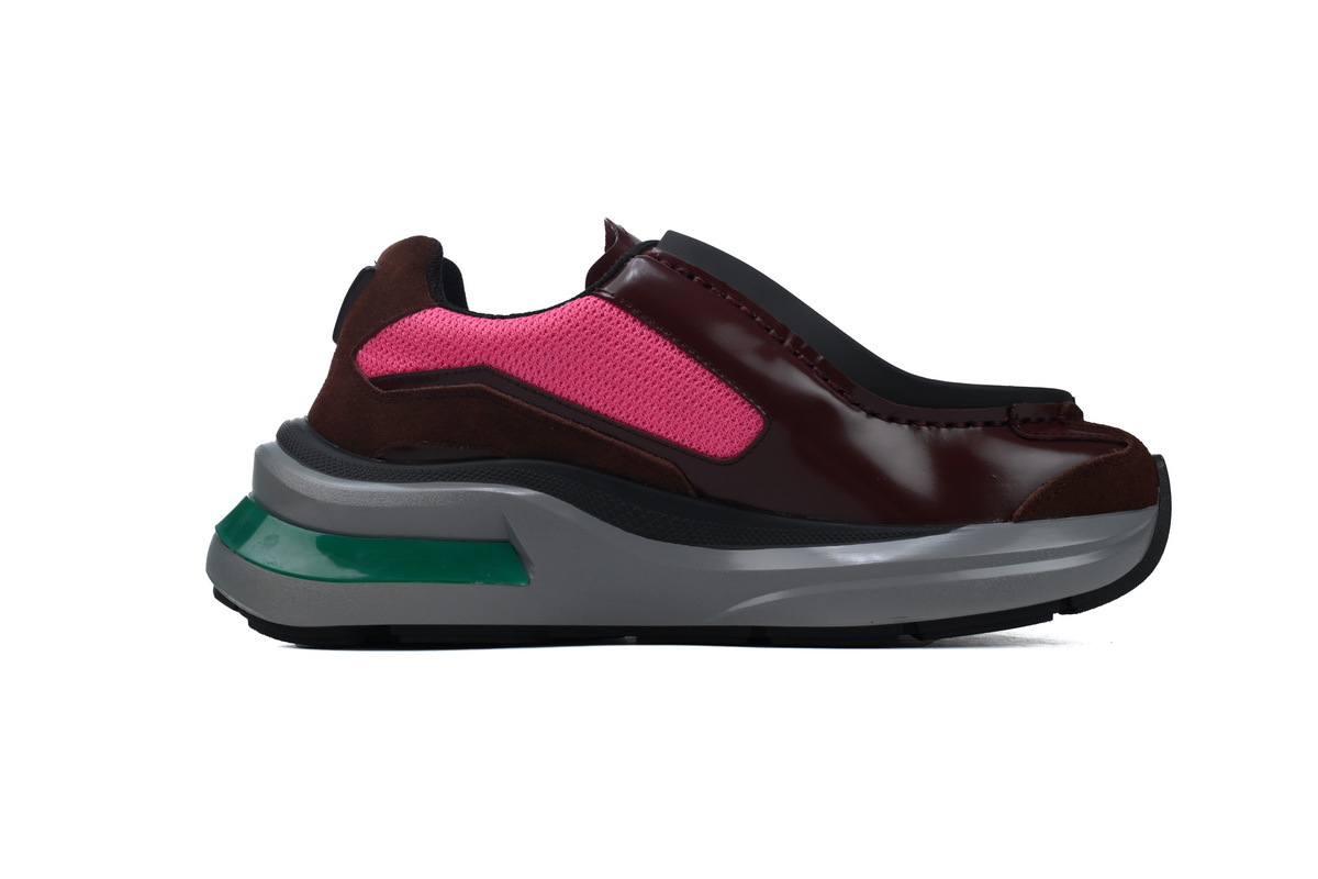 Prada Prada Brushed Leather Sneakers Bike Fabric Suede Garnet Peony