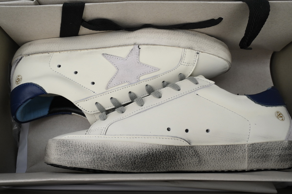 Golden Goose Super Star White Dark Blue Heel