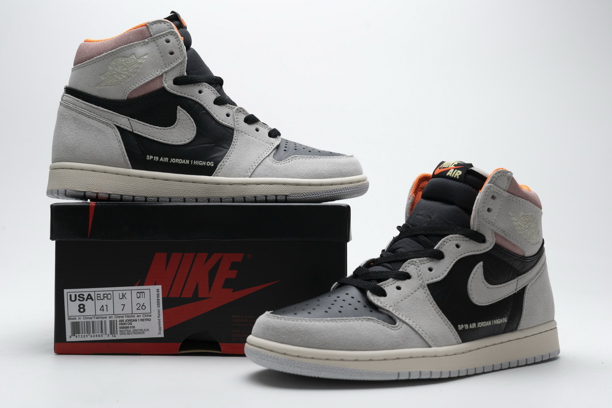 Jordan 1 Retro High Neutral Grey Hyper Crimson 555088-018