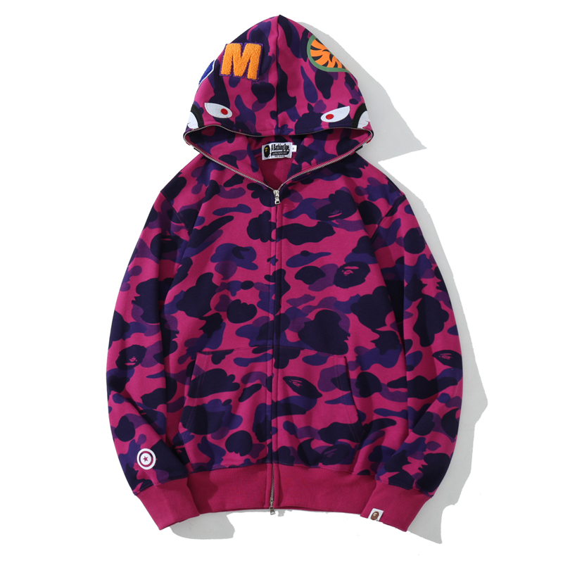 BAPE Color Camo Shark Zip Hoodie Purple