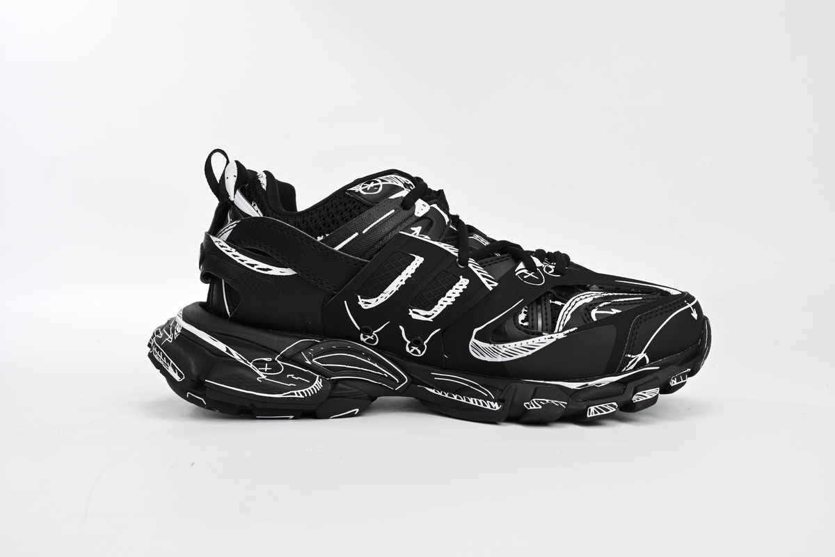Balenciaga Track Black Black And White Painting 542023 W3SR2 2315
