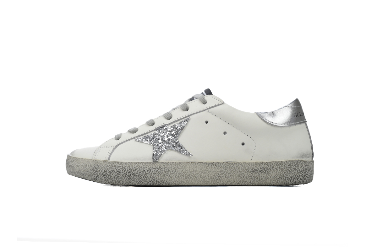 Golden Goose Super Star White Silver Star Glitter