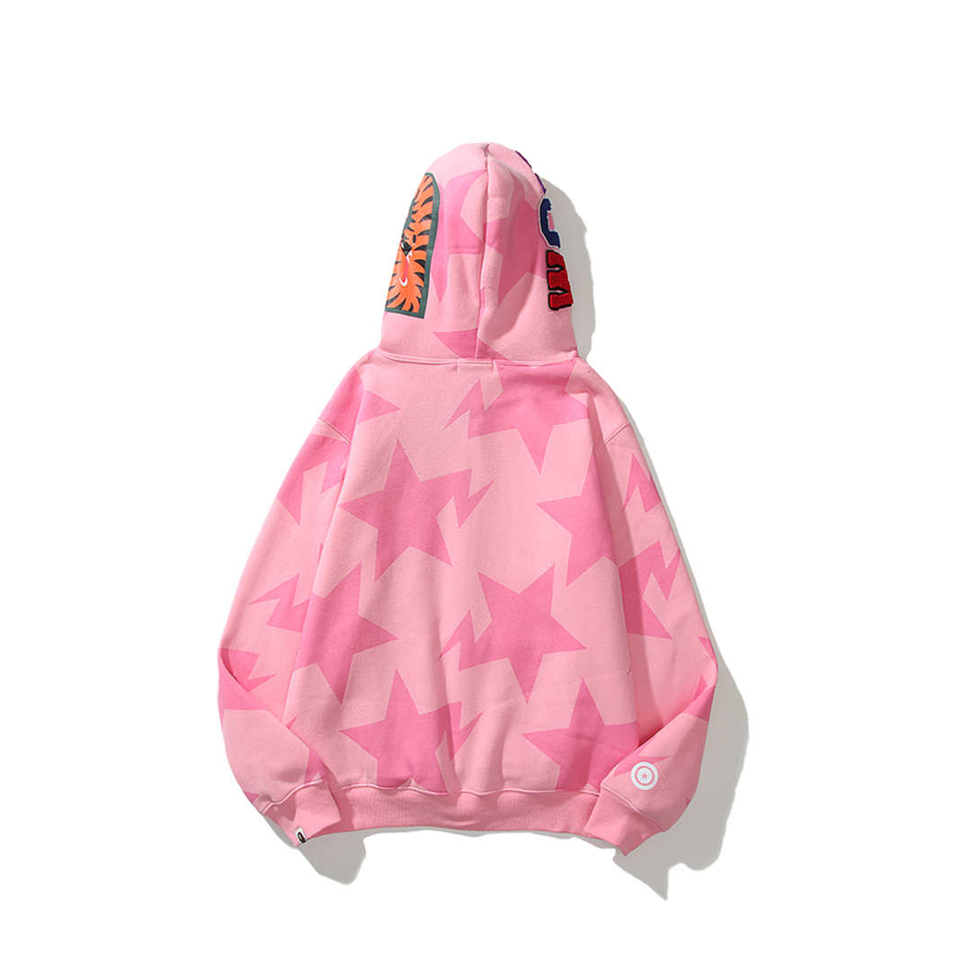 BAPE Hoodie Full Zip Shark Camo Head Jacket Black & Pink