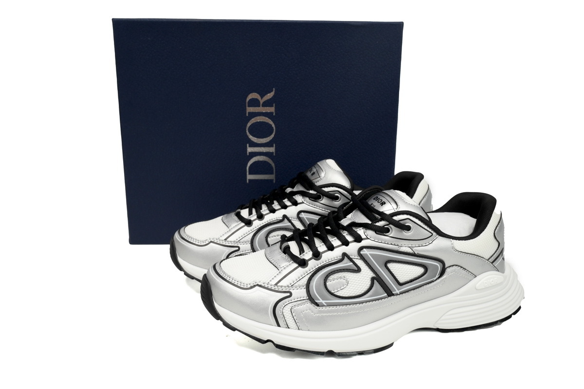 Dior Light Grey B30 Sneakers Black Silver 3SN279 ZMA1 6141