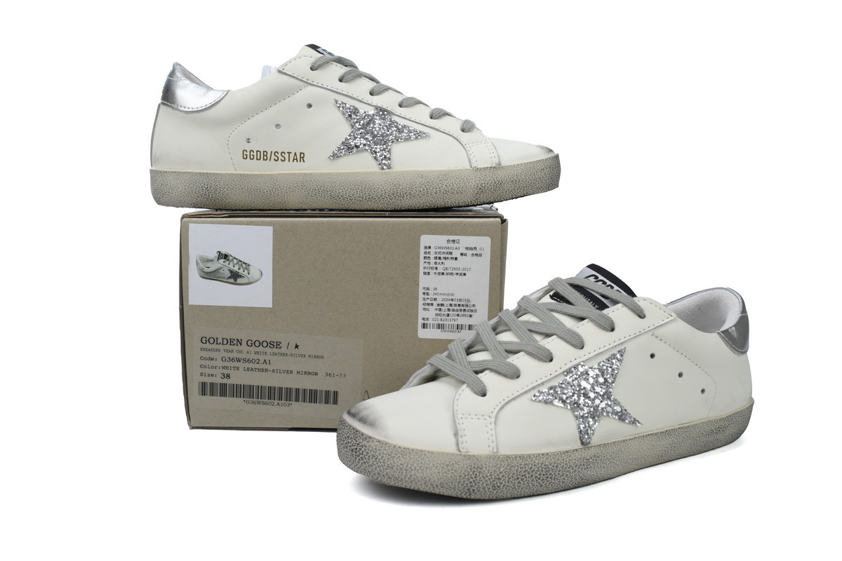 Golden Goose Super Star White Silver Star Glitter