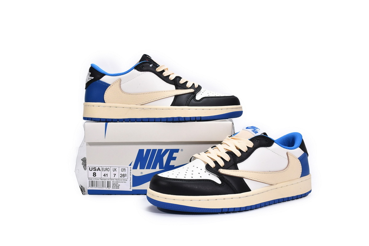 Travis Scott x Fragment Design x Air Jordan 1 Low Blue Black White DM7866-140