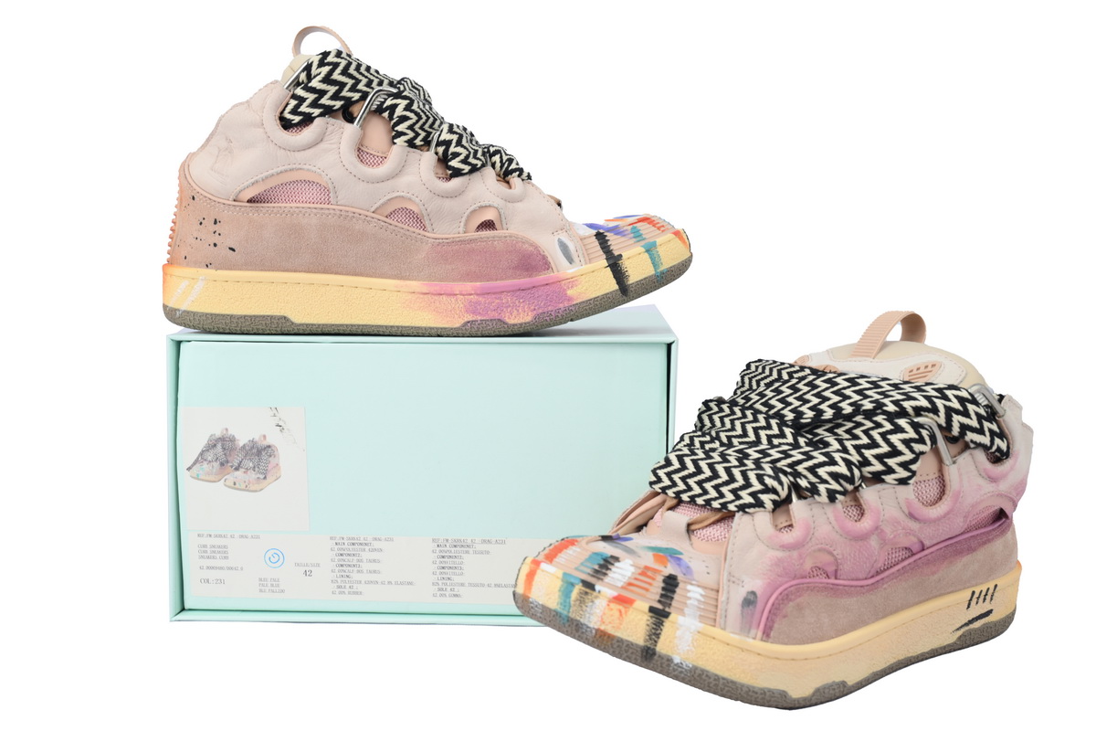 Lanvin Leather Curb x Gallery Dept Sneakers Paint Drip Pale Pink