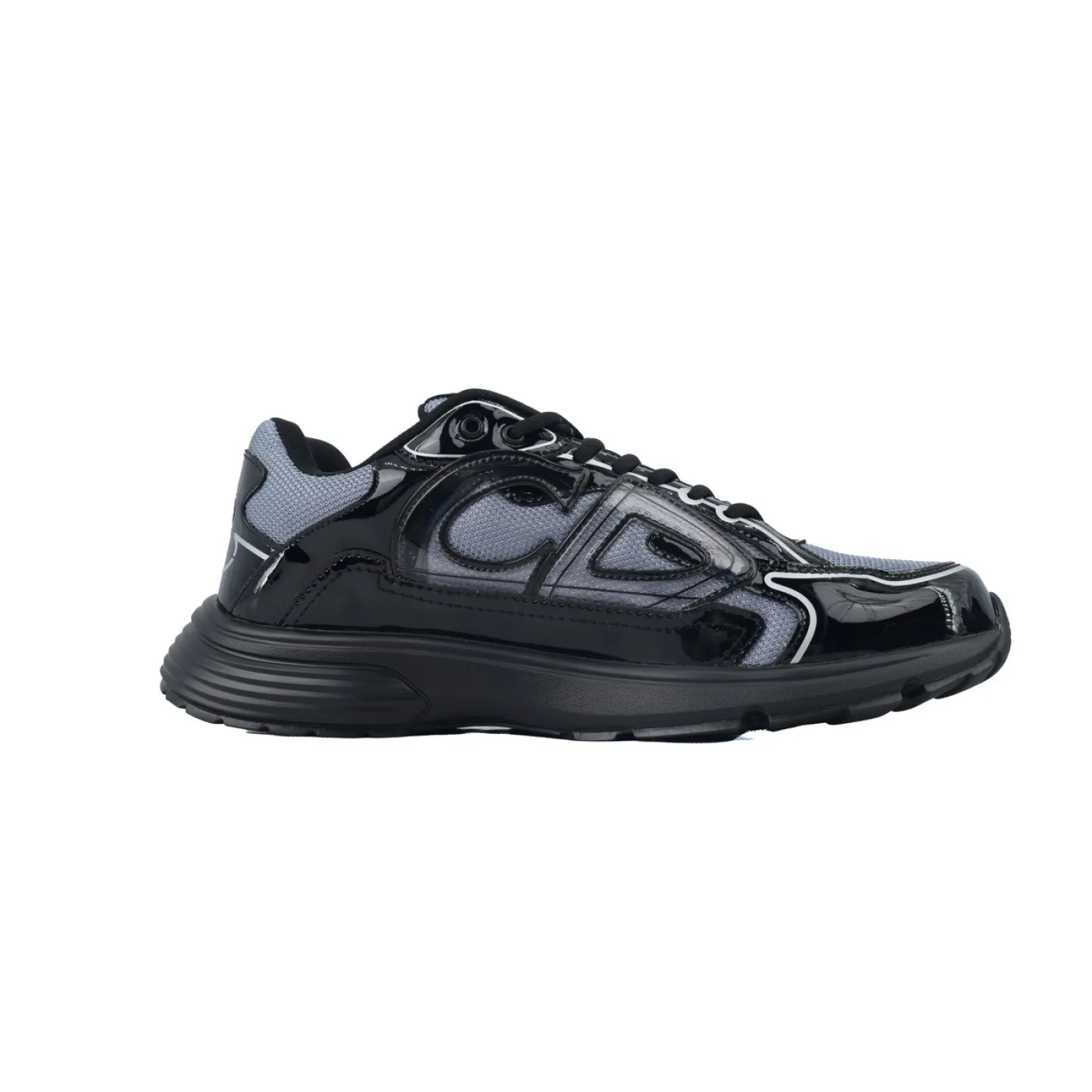 Dior B30 Sneakers Patent Leather Black Gray