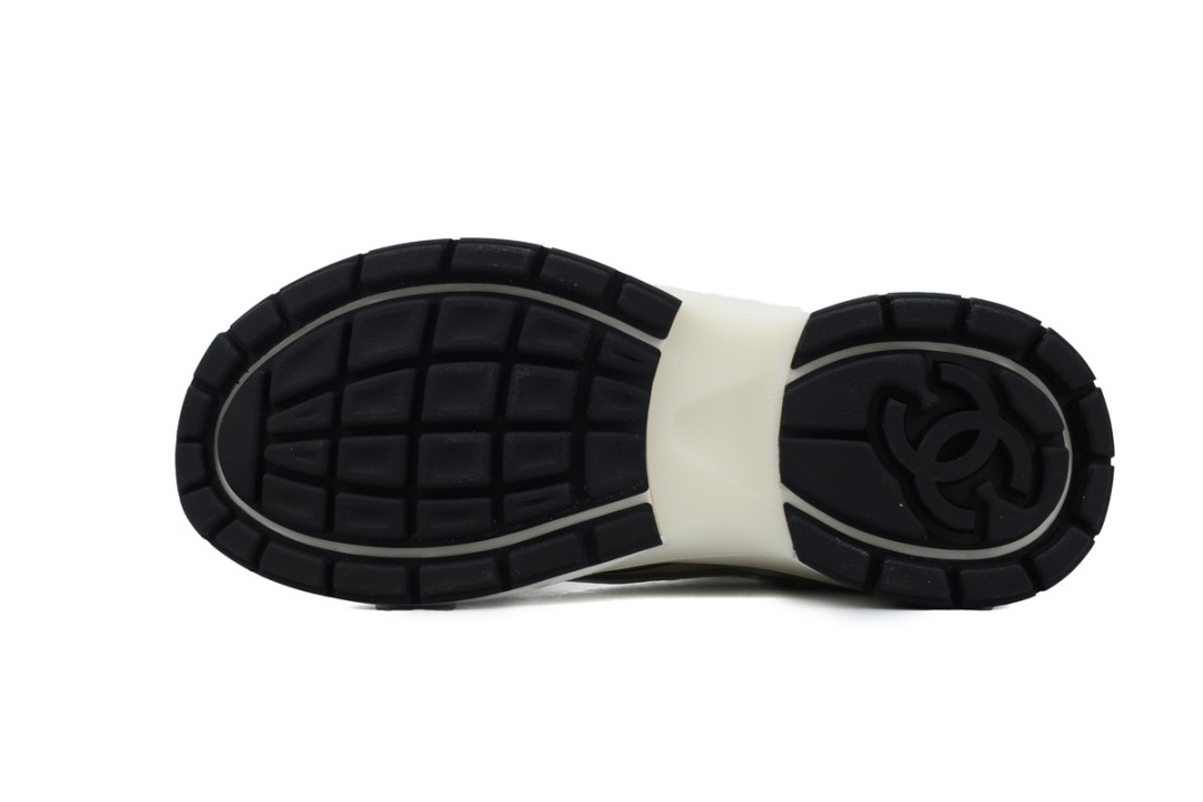 Chanel Fabric Laminated Low Top Sneakers Khaki