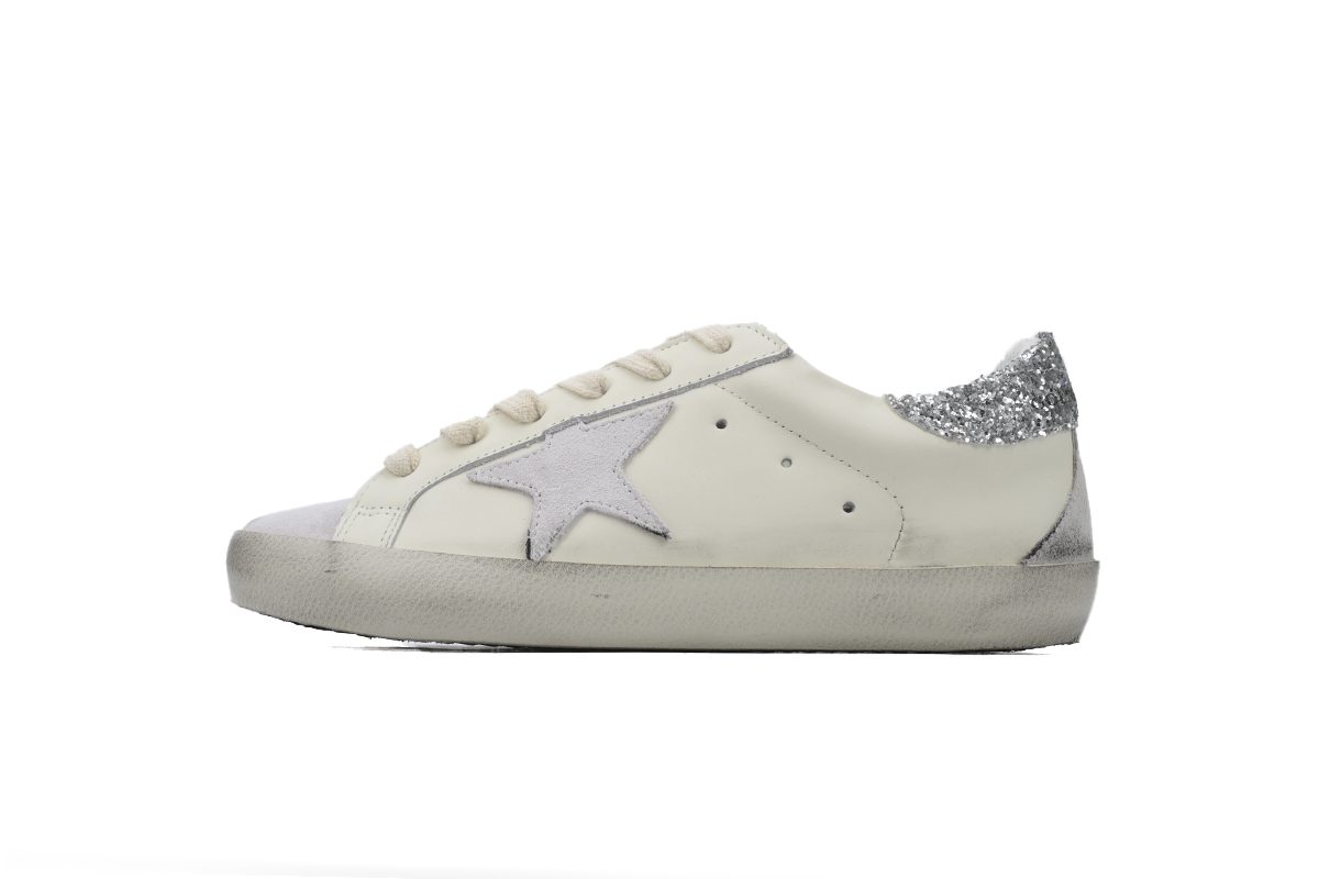Golden Goose Super Star White Silver Glitter