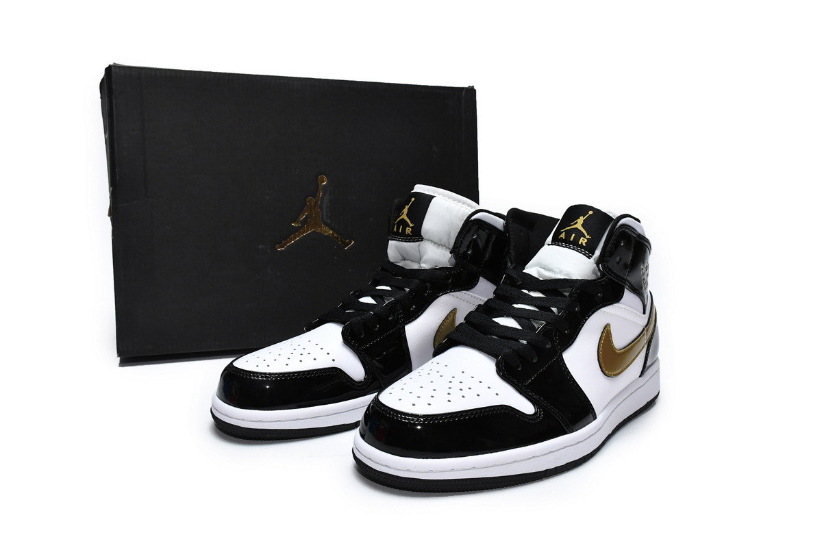 Air Jordan 1 Mid SE Black Gold Patent Leather 852542-007 - ogsneaker