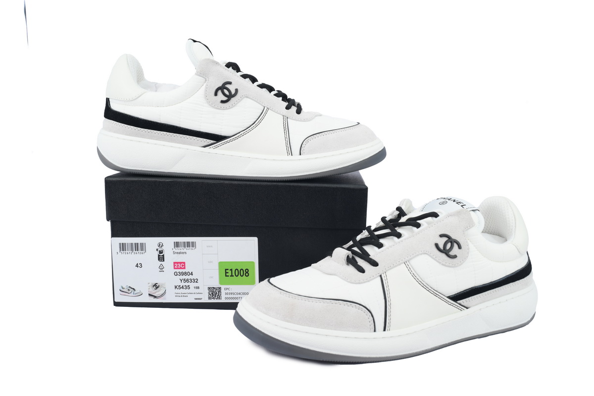 Chanel Suede Calfskin White Light Grey Low Top Sneakers