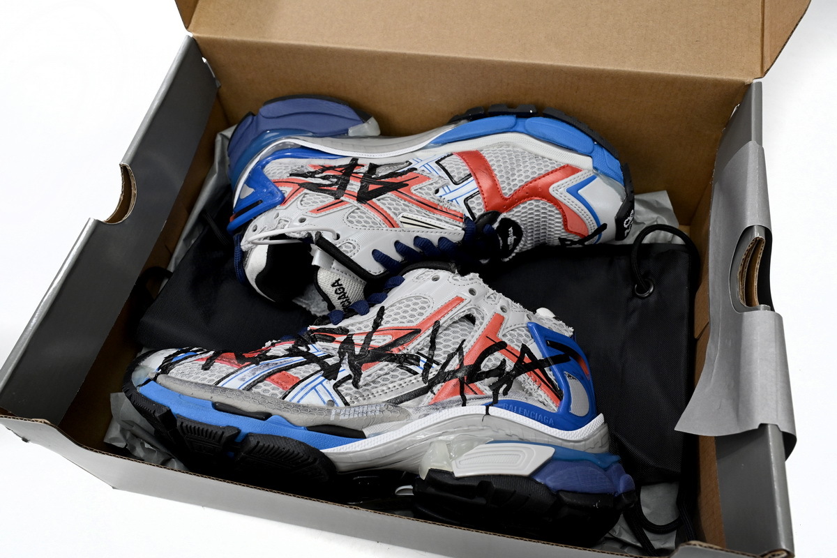 Balenciaga Runner White And Blue Printing 677402 W3RB6 1264