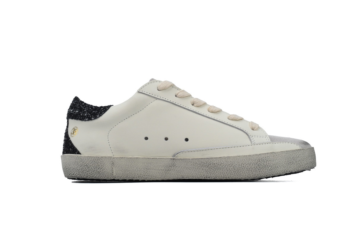 Golden Goose Super Star White Black Cream Silver Glitter