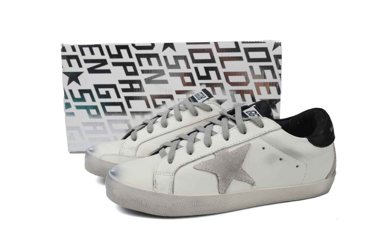Golden Goose Super Star White Black Heel