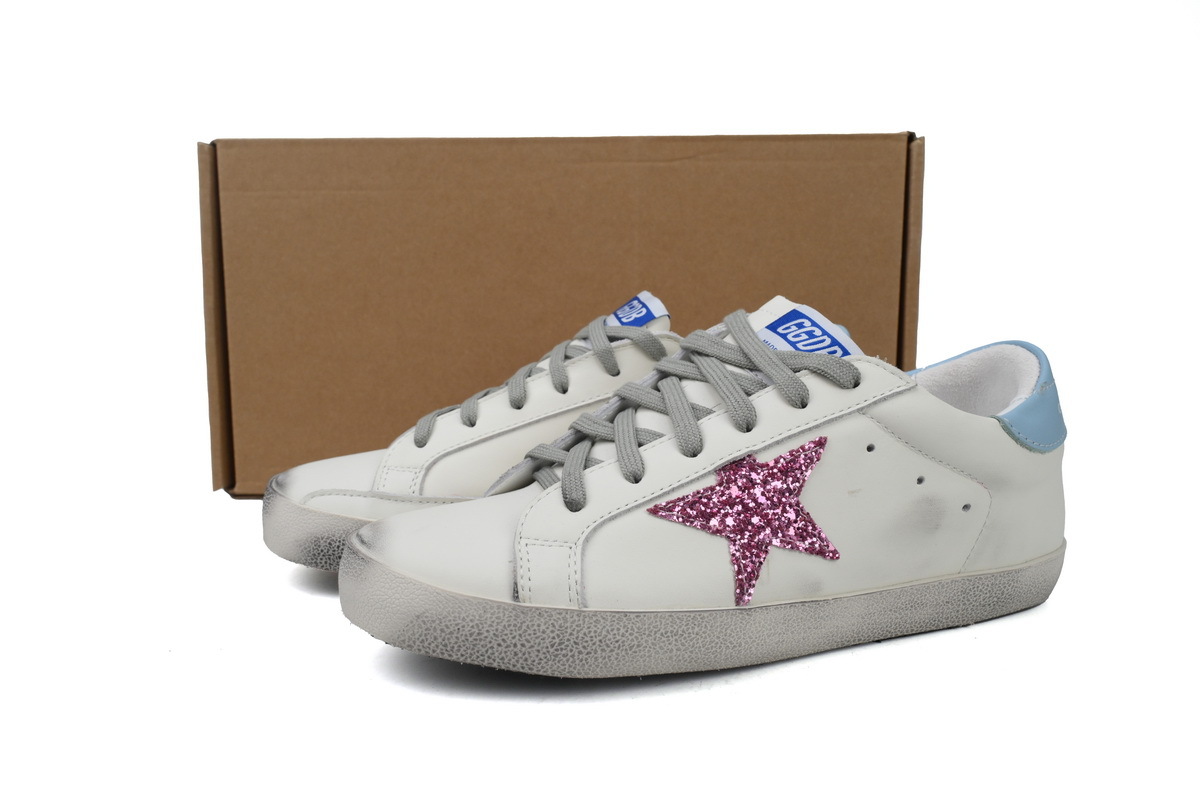 Golden Goose Super Star White Red Blue Heel Glitter