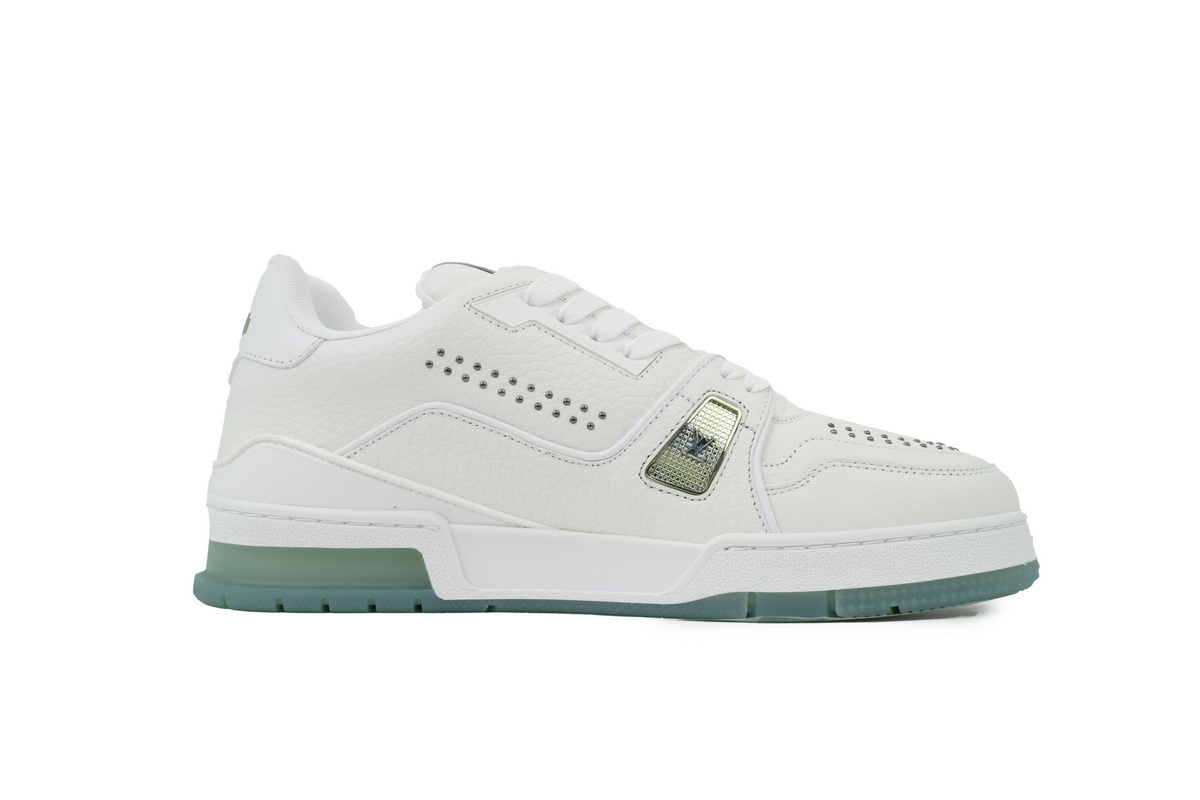 Louis Vuitton Trainer White Green Rivets - ogsneaker