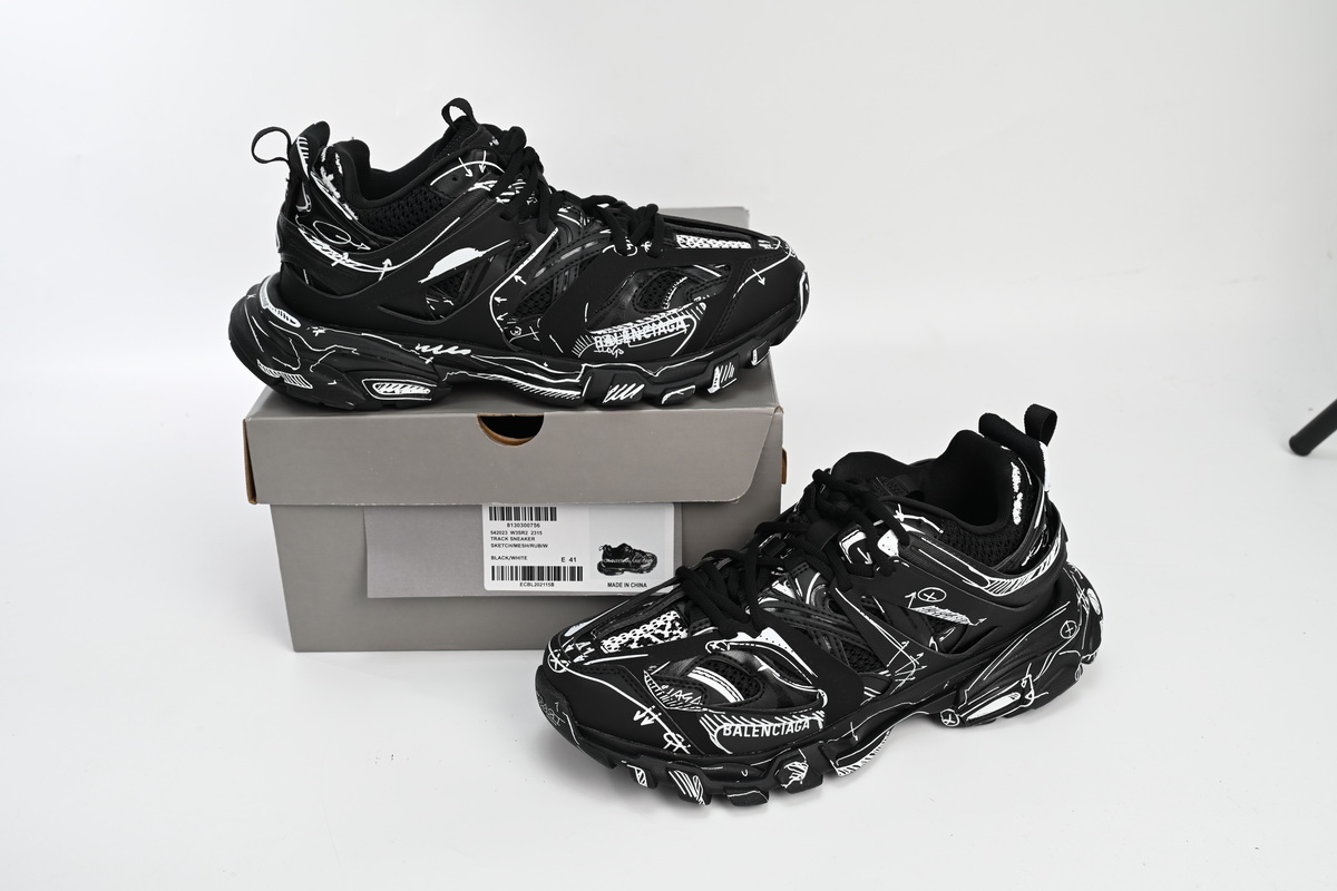 Balenciaga Track Black Black And White Painting 542023 W3SR2 2315