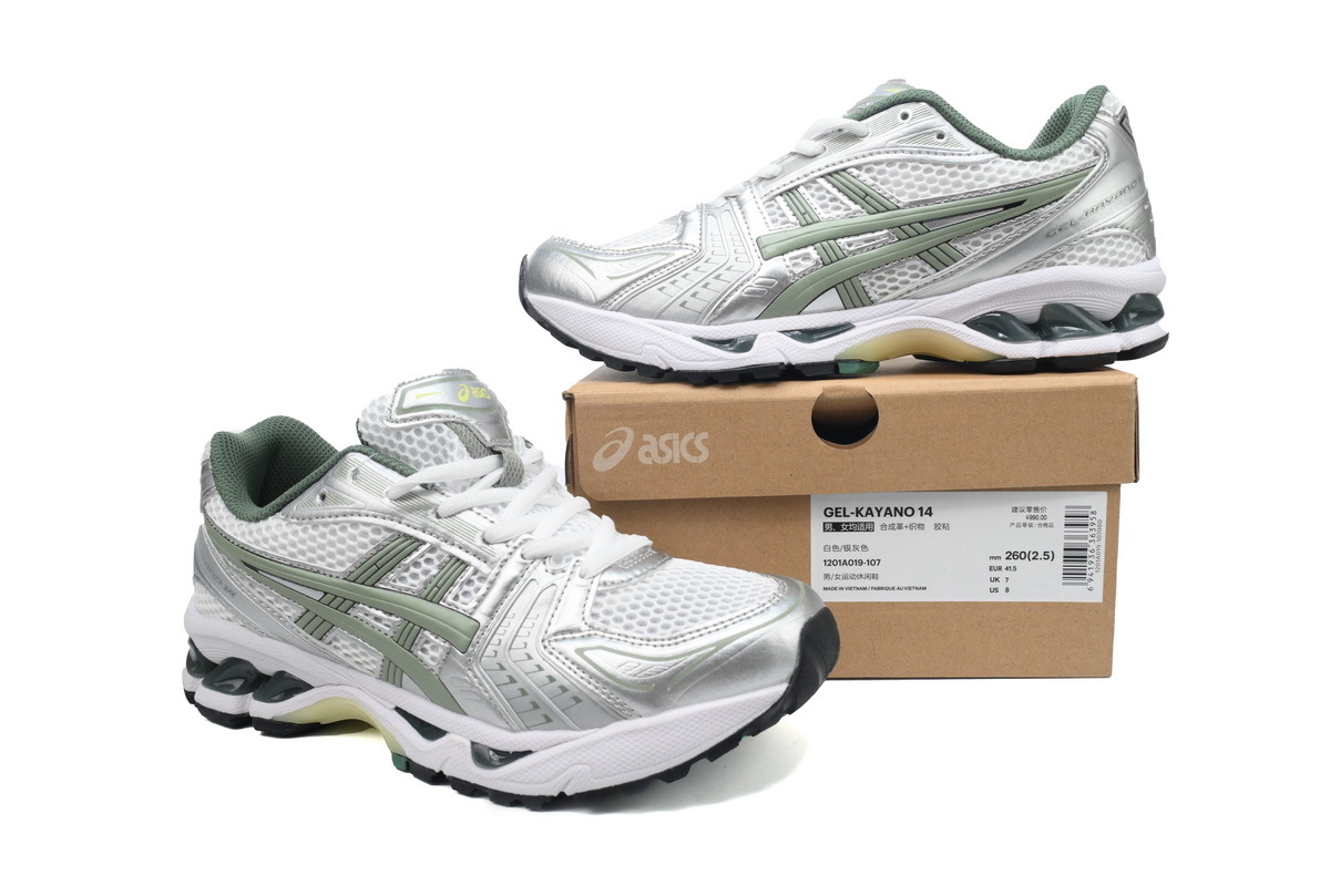 ASICS Gel-Kayano 14 White Pure Silver Slate Grey Sage 1201A019-107