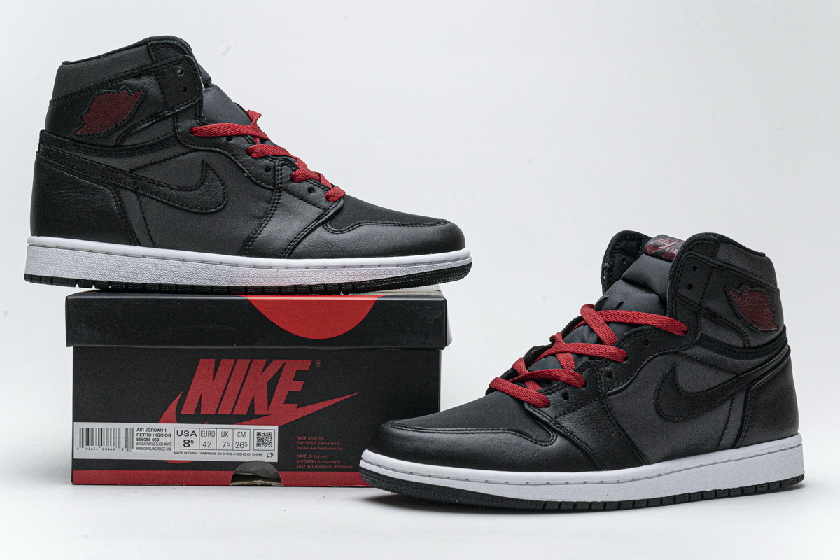 Jordan 1 Retro High Black Satin Gym Red 555088-060 - ogsneaker