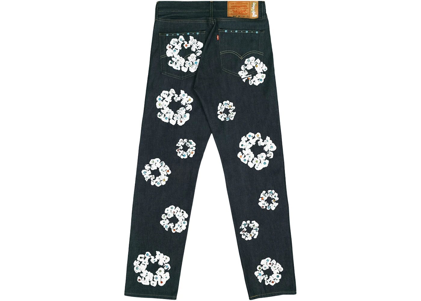 Denim Tears x Levi's 501 Cotton Rhinestone Wreath Jeans Dark Blue