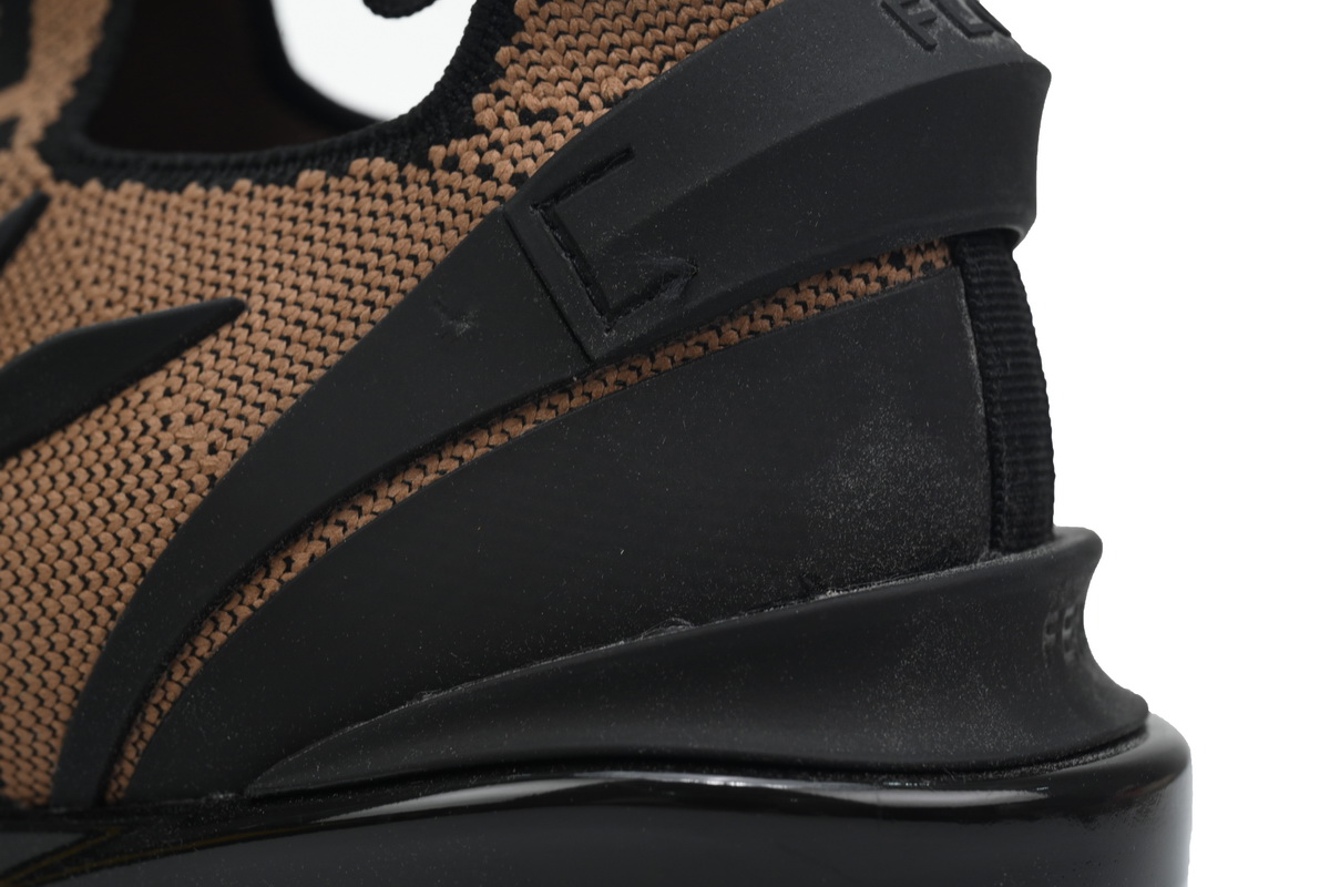 Fendi Knit Fabric And Rubber Flow Mesh Running Sneakers Brown