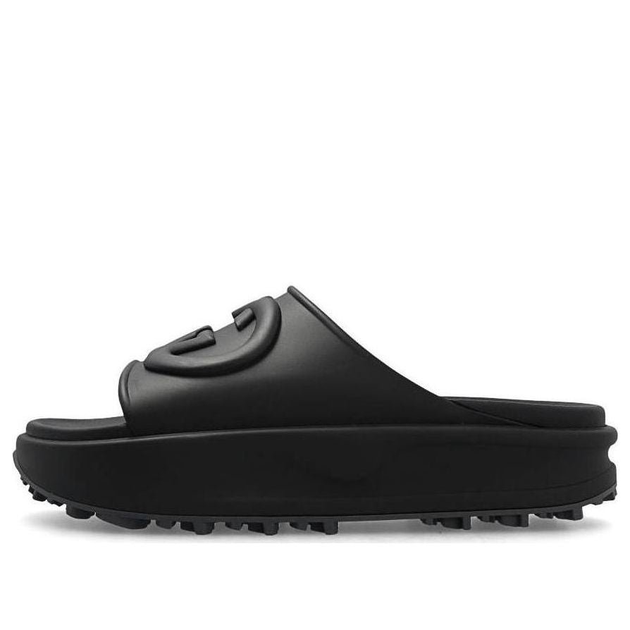 Gucci Interlocking G Slide Sandal Black Rubber