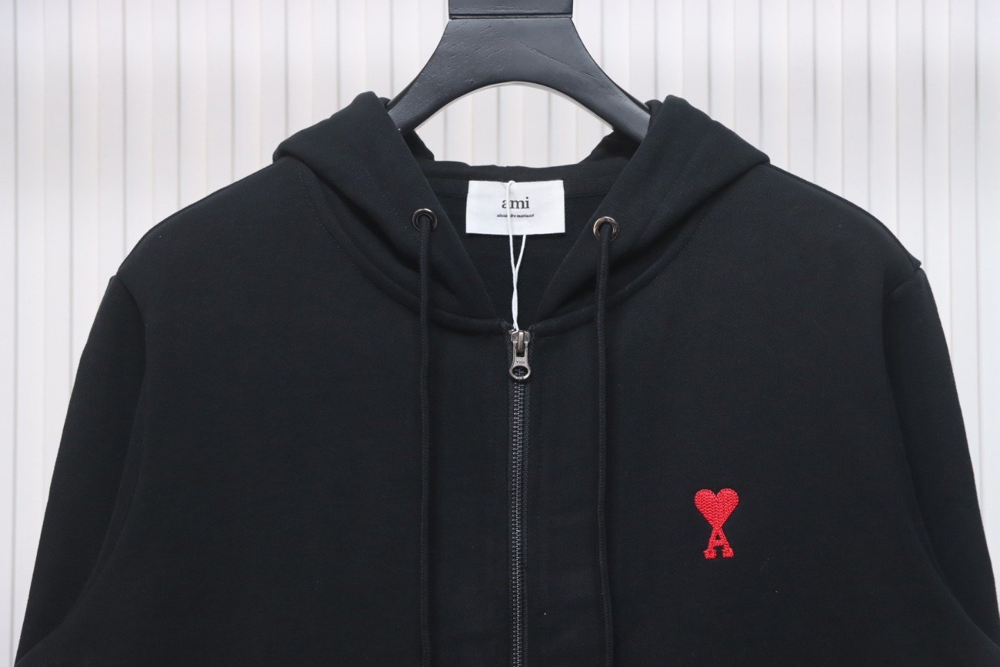 AMI Paris Ami de Coeur Cotton Zip Hoodie Black