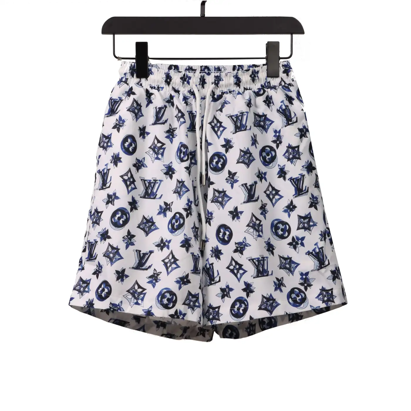 Louis Vuitton Overlapping Monogram Printed Beach Shorts White Blue