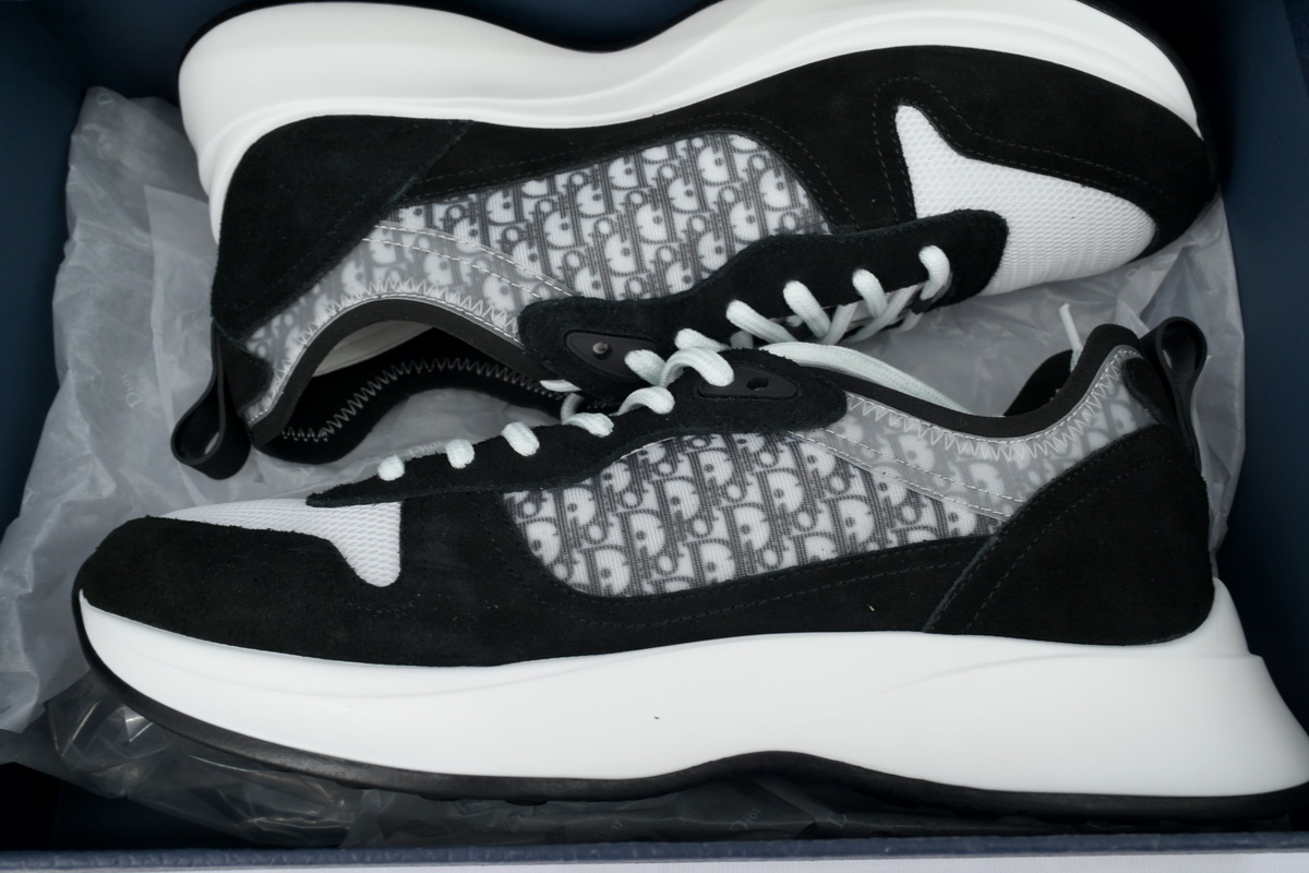 Dior B25 Runner Black Suede White Technical Mesh Oblique Canvas 3SN259YUH_H960