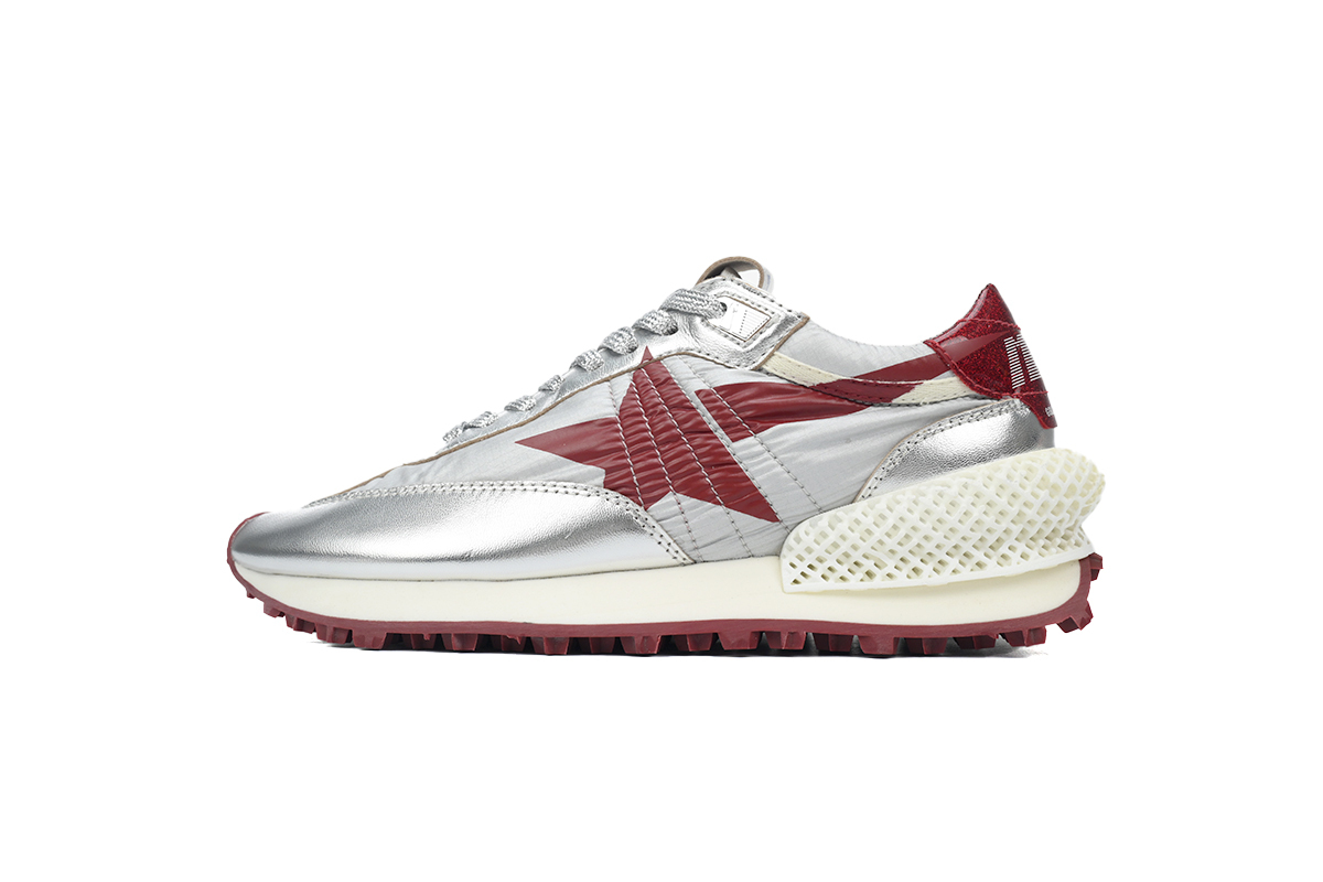 Golden Goose Marathon Shoes Red Silver