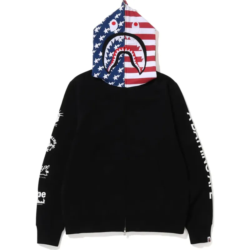 BAPE Full Zip Hoodie White Black 6936