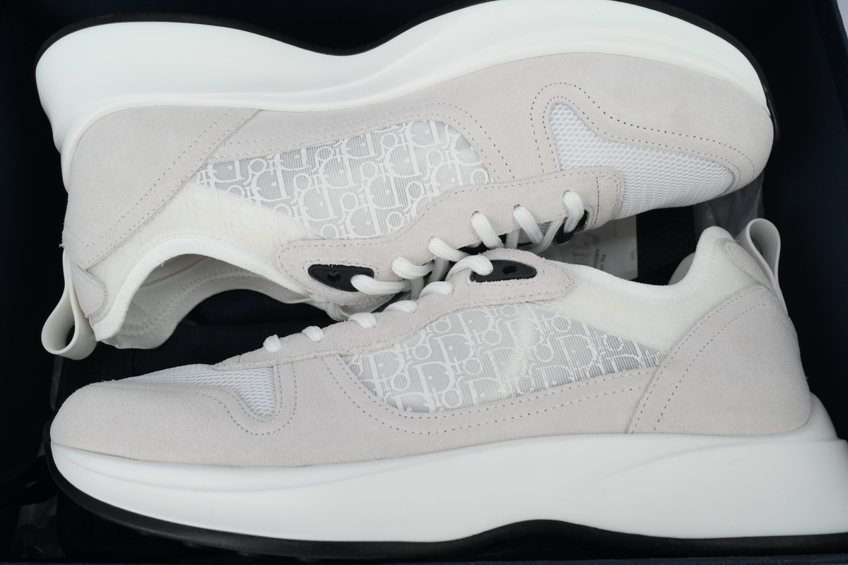 Dior B25 Runner White Oblique Suede 3SN259YTR_H069
