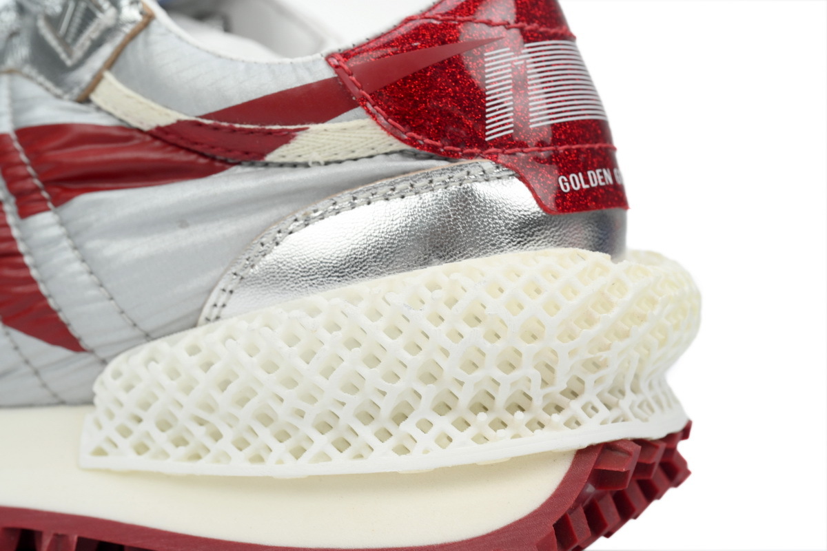 Golden Goose Marathon Shoes Red Silver