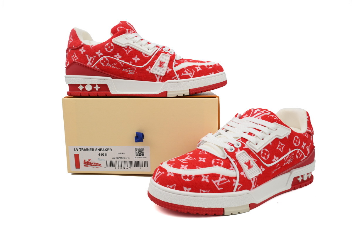 Louis Vuitton Trainer Red Monogram Textile