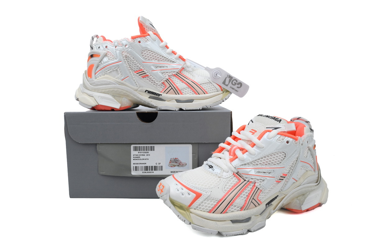 Balenciaga Runner Sneaker Eggshell Neon Orange 677403 W3RBM 2013