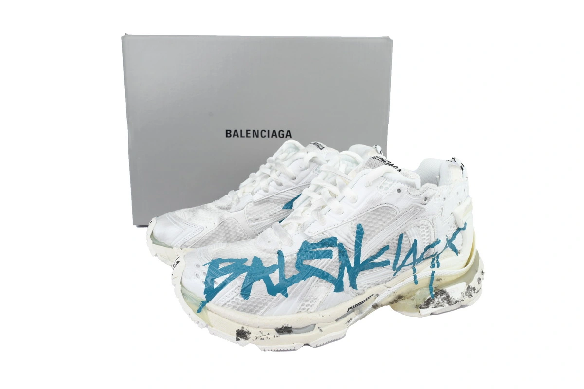 Balenciaga Runner Sneaker Graffiti-White Blue 772774 W3RBQ 9040 - ogsneaker