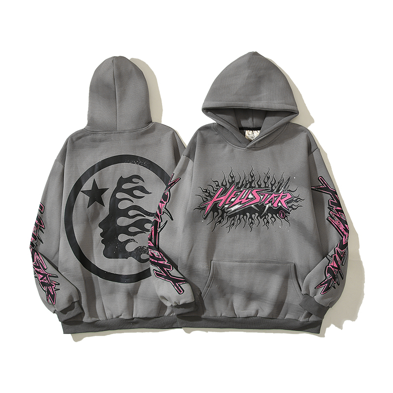 Hellstar Future Flame Hoodie Grey Pink W148