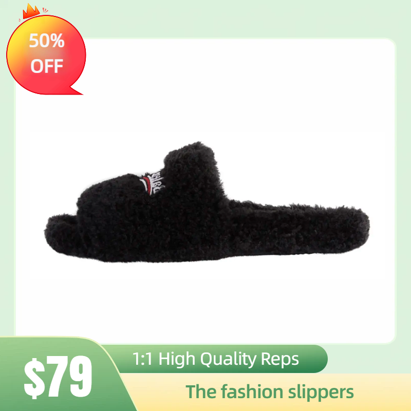 Balenciaga Furry Slide Black