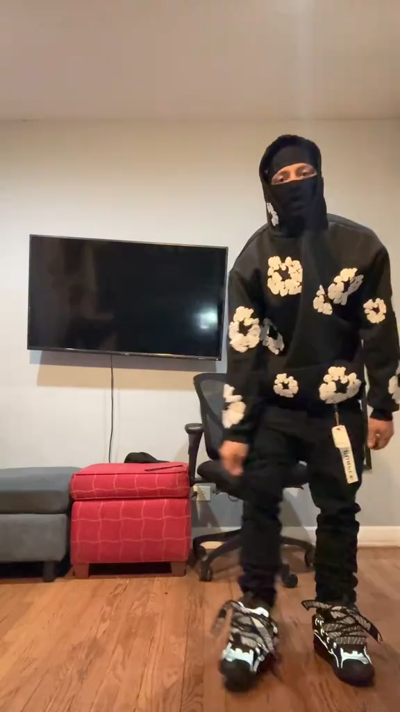 $289 for Any Denim hoodie+Any Purple jeans+Lanvin Leather Curb Triple Black