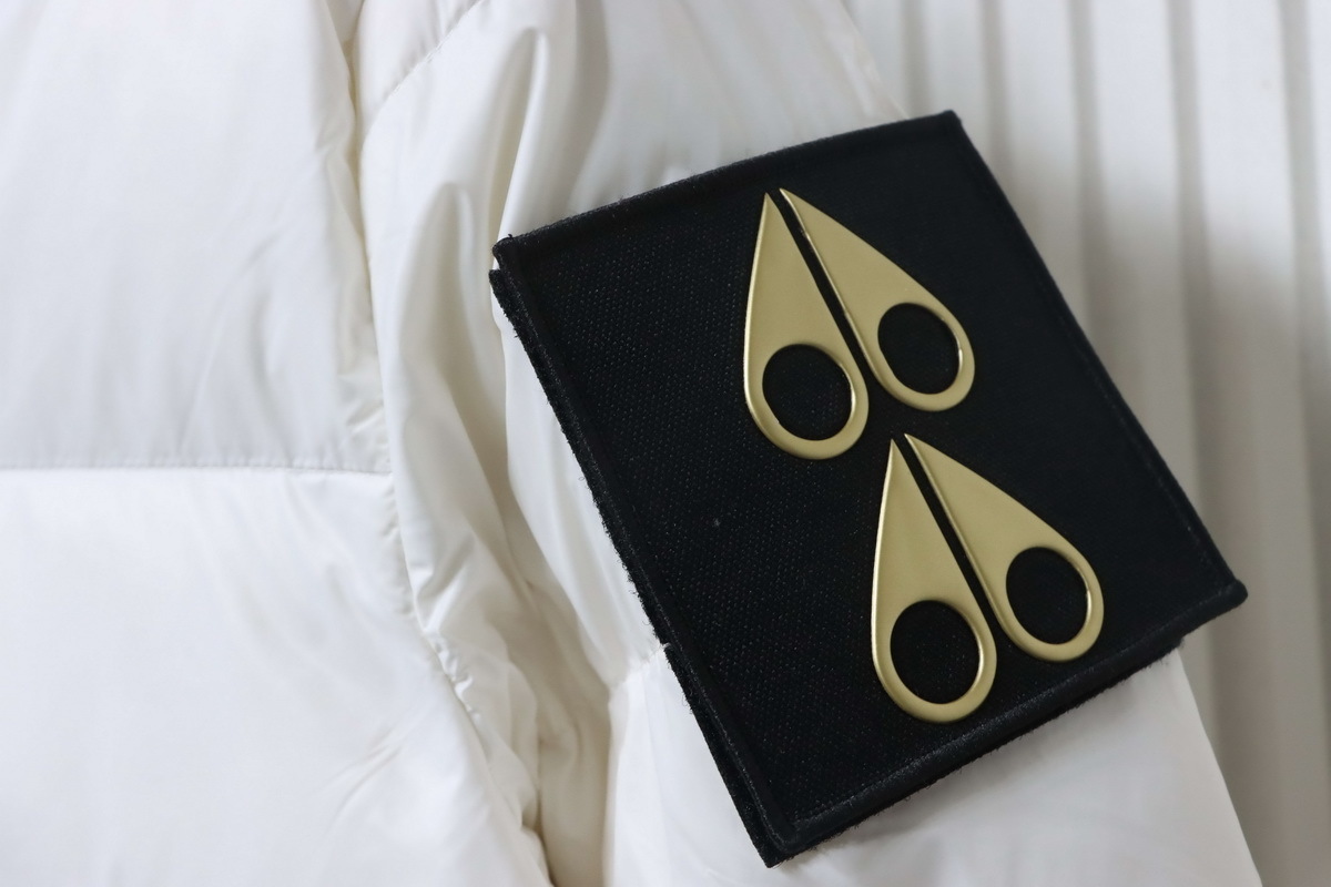 Moose Knuckles 09 Gold Scissors Stand Collar Large Plaid Down Jacket White