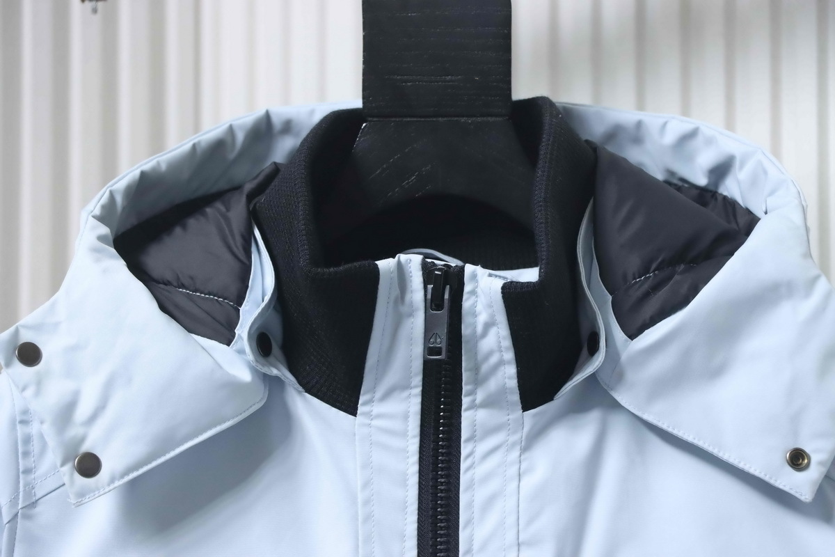 Moose Knuckles-Style Multi-Pocket Down Jacket Blue