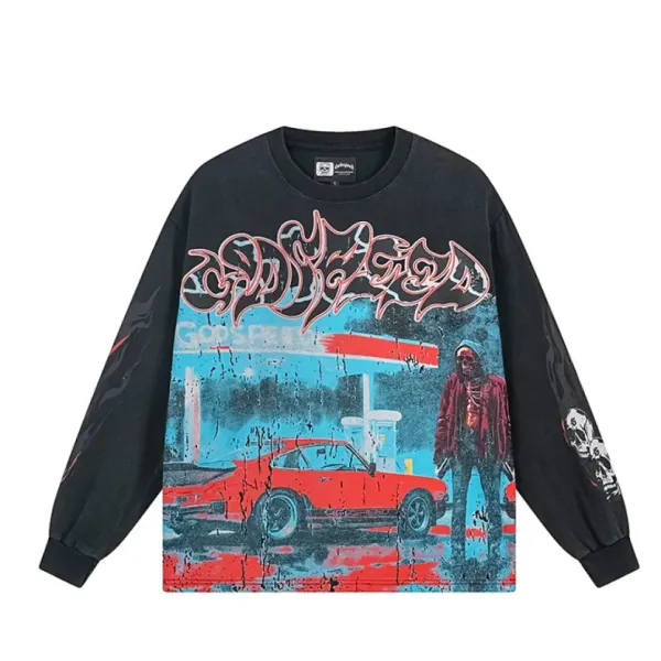 Godspeed Pit Stop L/S Thermal T-shirt #1101 Black/Blue Wash