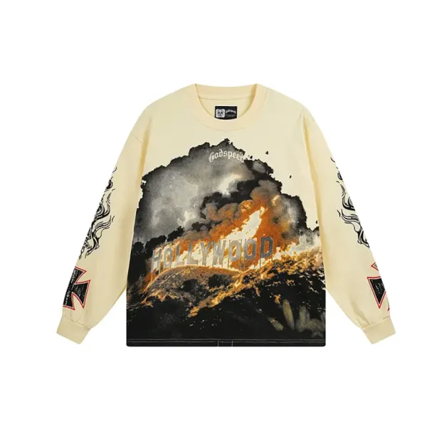 Godspeed Hollywood Thermal Long Sleeve T-shirt #3107 White/Apricot