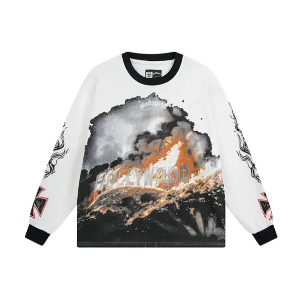 Godspeed Hollywood Thermal Long Sleeve T-shirt #3107 White/Apricot