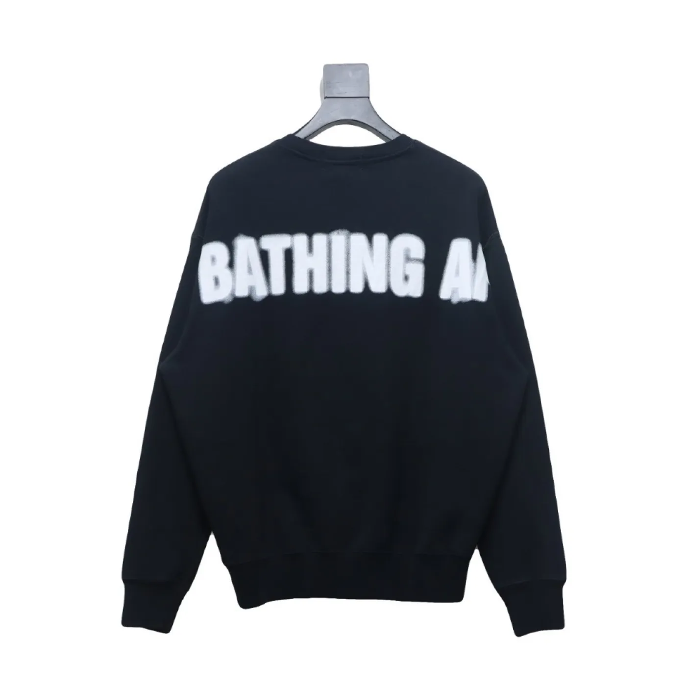 Bape Back Logo Lettering Ape Head Print Sweatshirt Black White - ogsneaker
