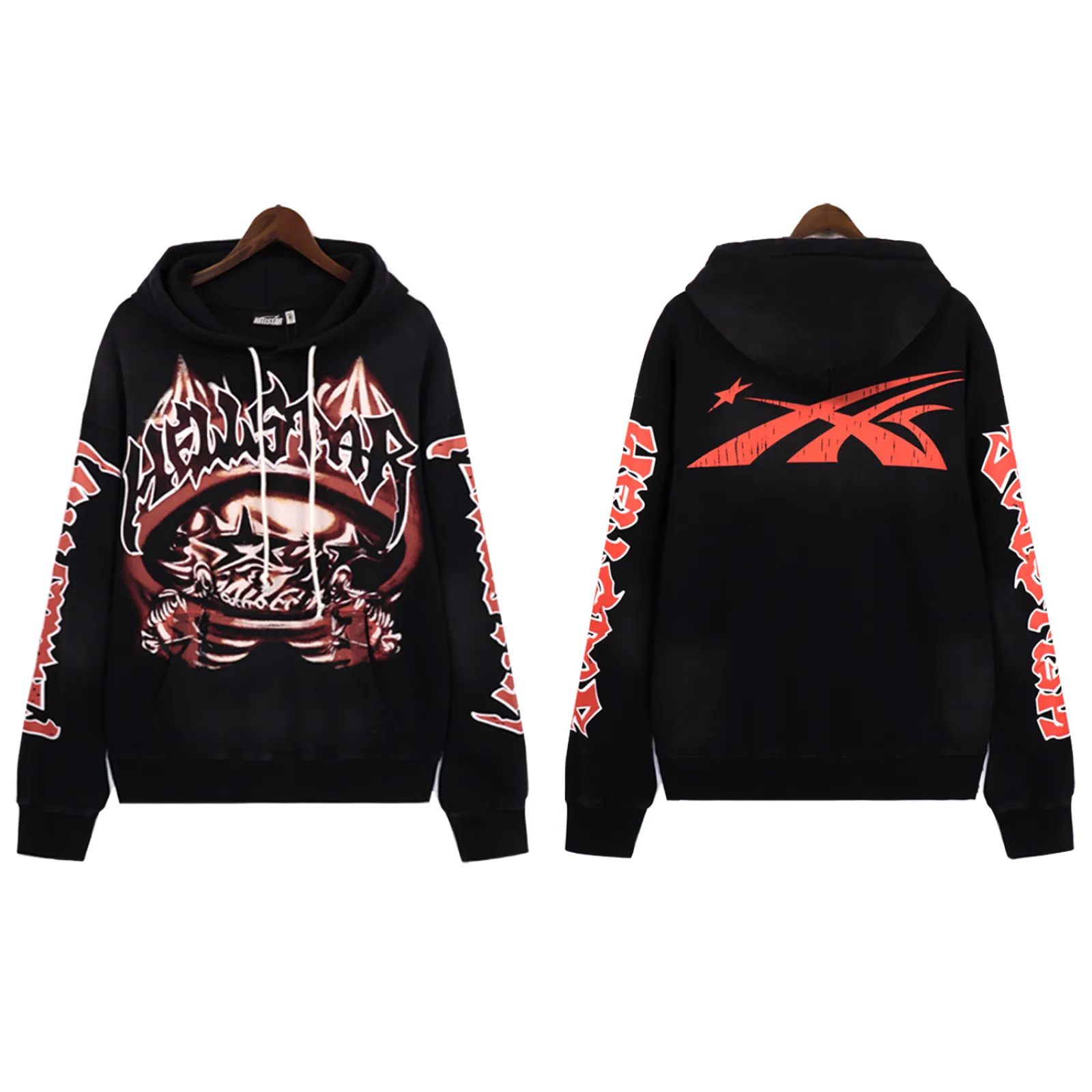 Hellstar Halloween Skeleton Airbrushed Hoodie + Sweatpants Set Black - ogsneaker