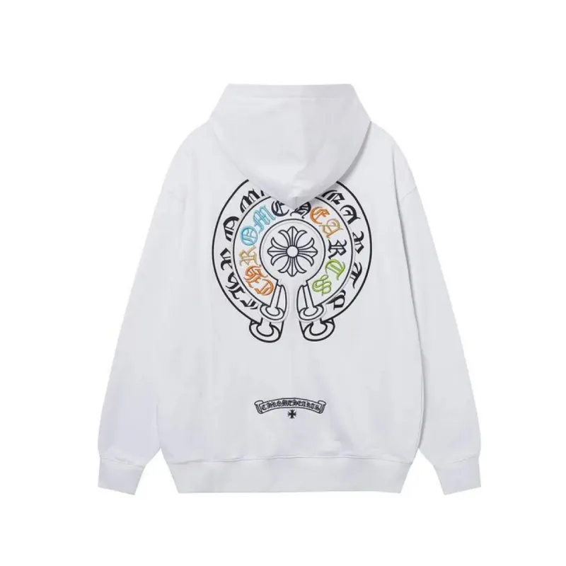 Chrome Hearts Cross Sanskrit Colorful Letters Embroidery Print Hoodie White - ogsneaker